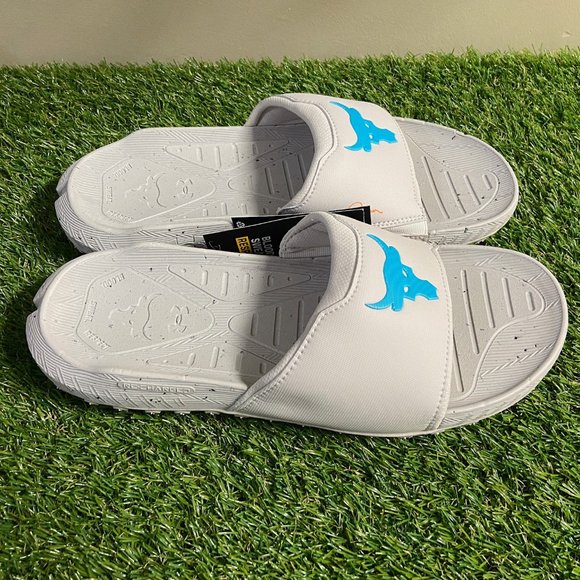 Under Armour Project Rock 3 Grey Surf Charged Slides Sandels Mens 12 3026034-101 main image 7